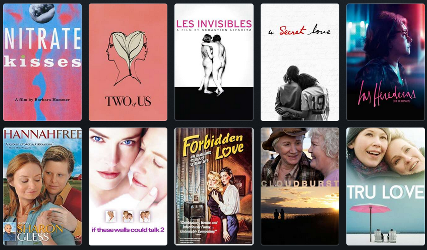 A collection of 10 movie posters of the films included in the list, such as Nitrate Kisses, Les Invisibles and Tru Love.